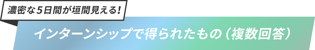 濃密な5日間が垣間見える！インターンシップで得られたもの（複数回答）