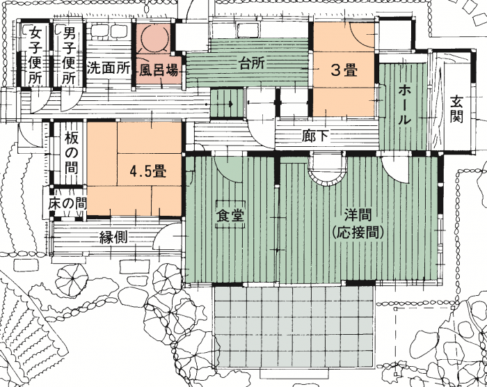 倚松庵の間取図（1階）